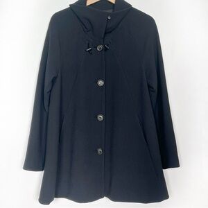 HOVMAN Wool Coat Black Double Cloth Button Size 6